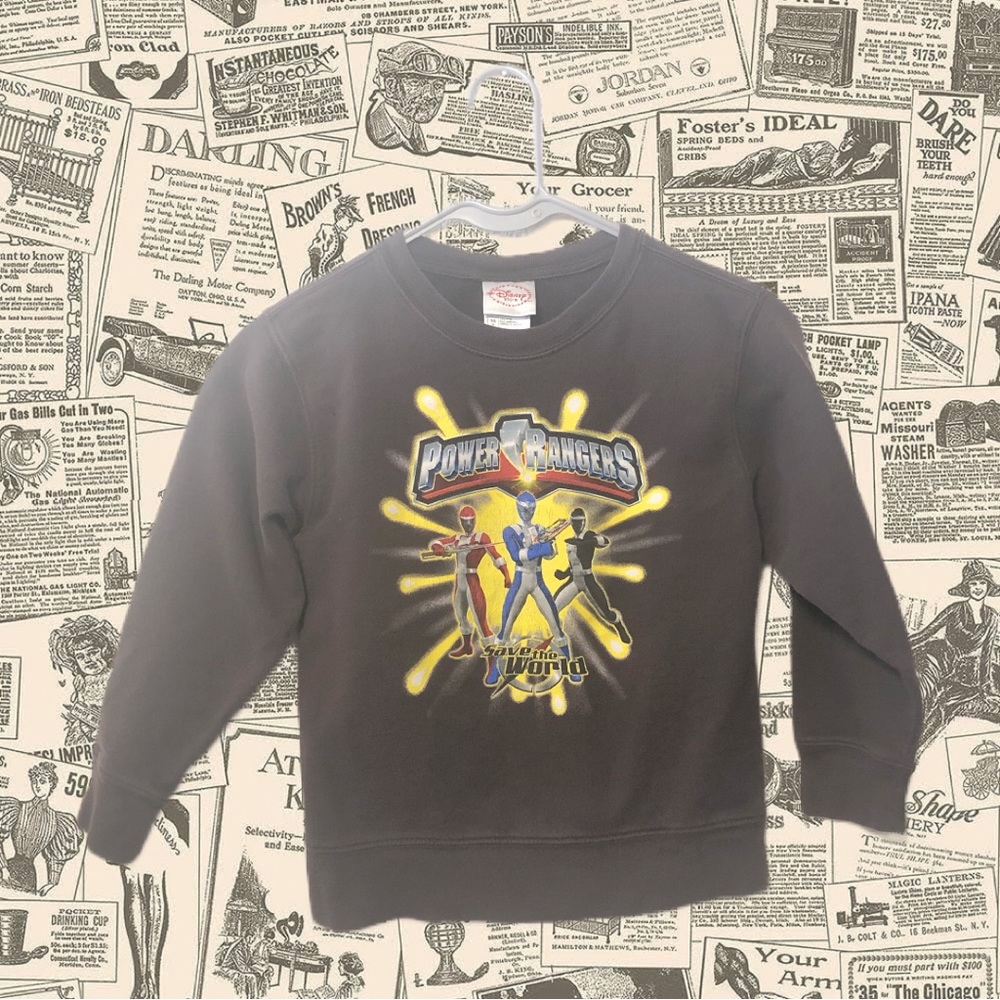 Brown Save the World Power Ranger Sweater, Youth Size Small 5/6